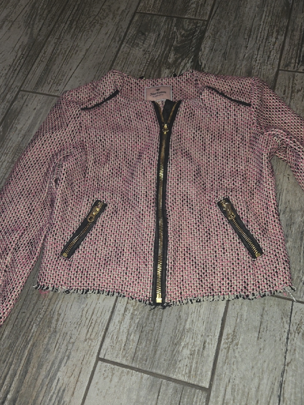 Juicy Couture Textured Pink Zip-Front Women's Jacket